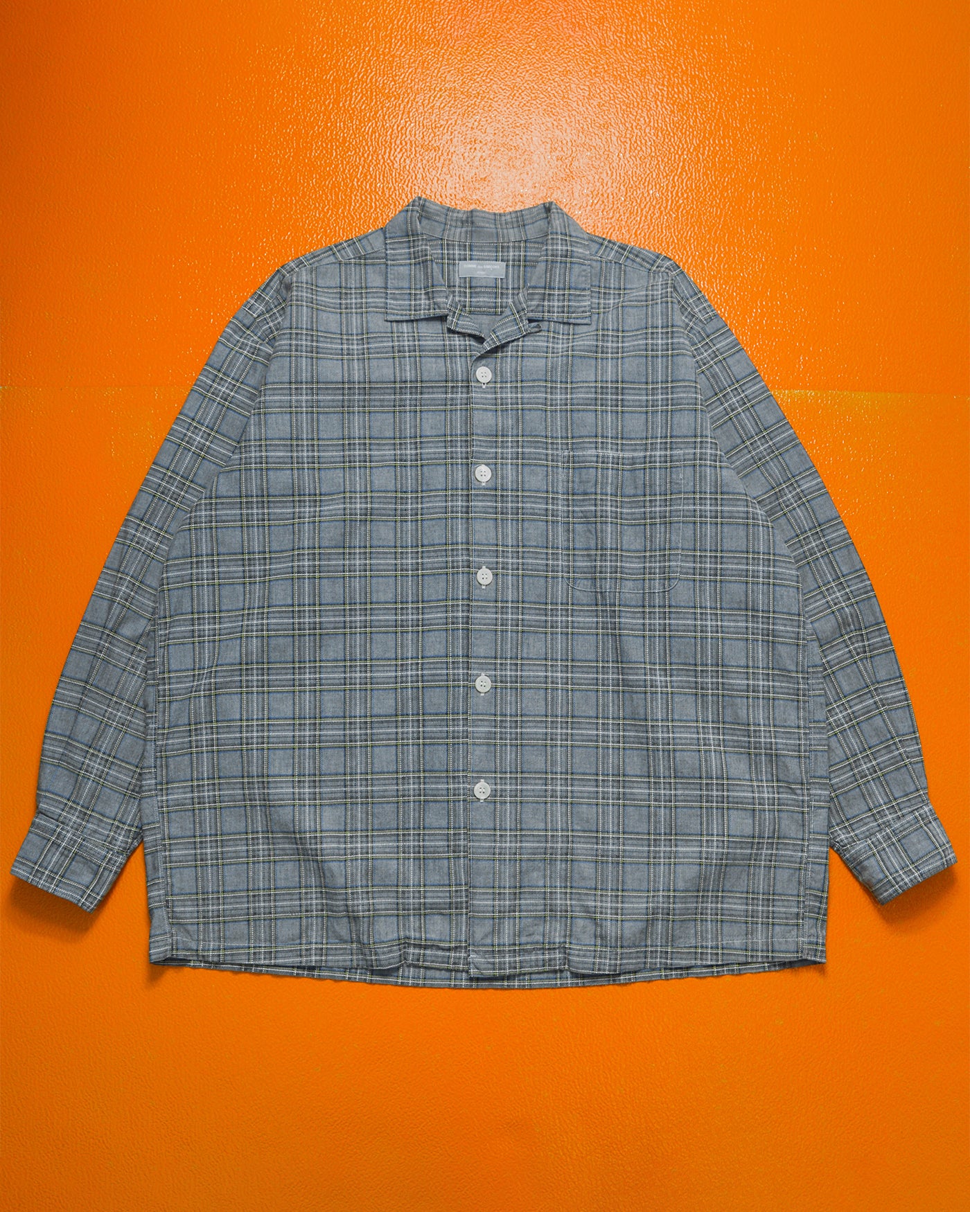 1997 Grey Plaid Open Collar Boxy Shirt (~L~)