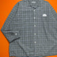 1997 Grey Plaid Open Collar Boxy Shirt (~L~)