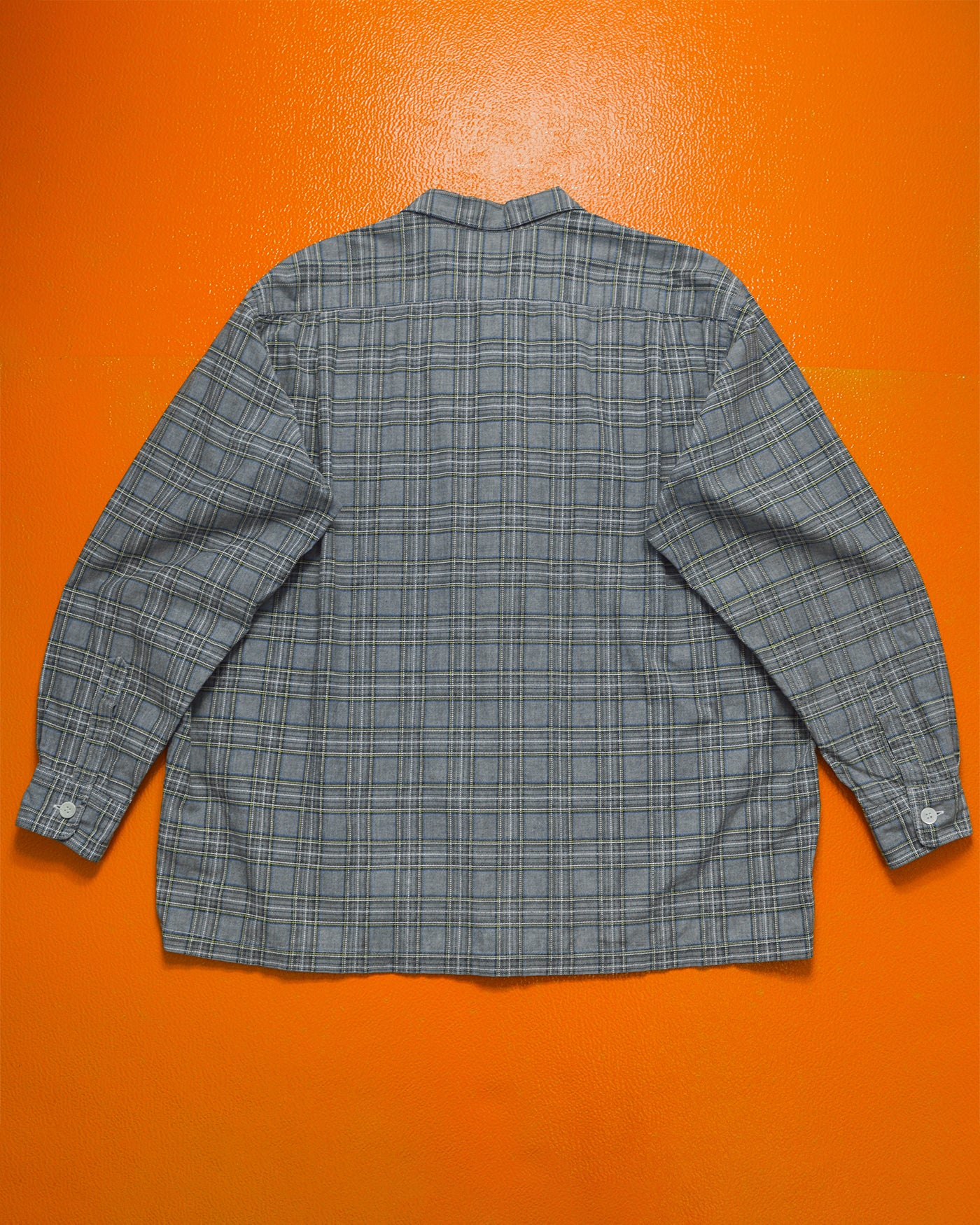 1997 Grey Plaid Open Collar Boxy Shirt (~L~)