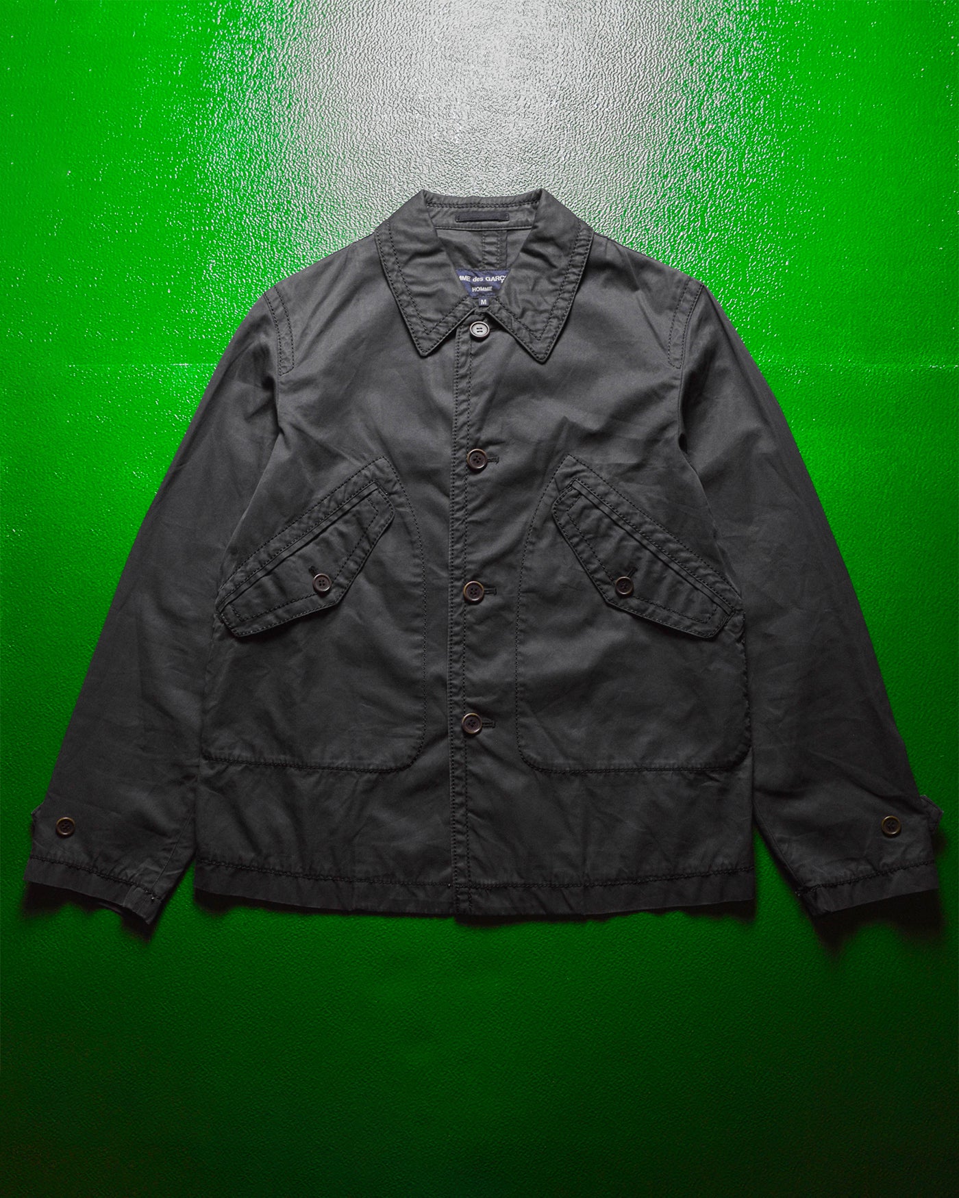 2005 Exaggerated Stitch Washed Black Cargo Pocket Jacket (M)