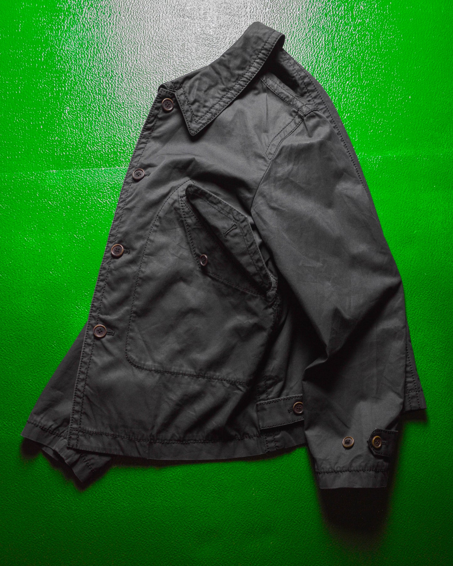 2005 Exaggerated Stitch Washed Black Cargo Pocket Jacket (M)