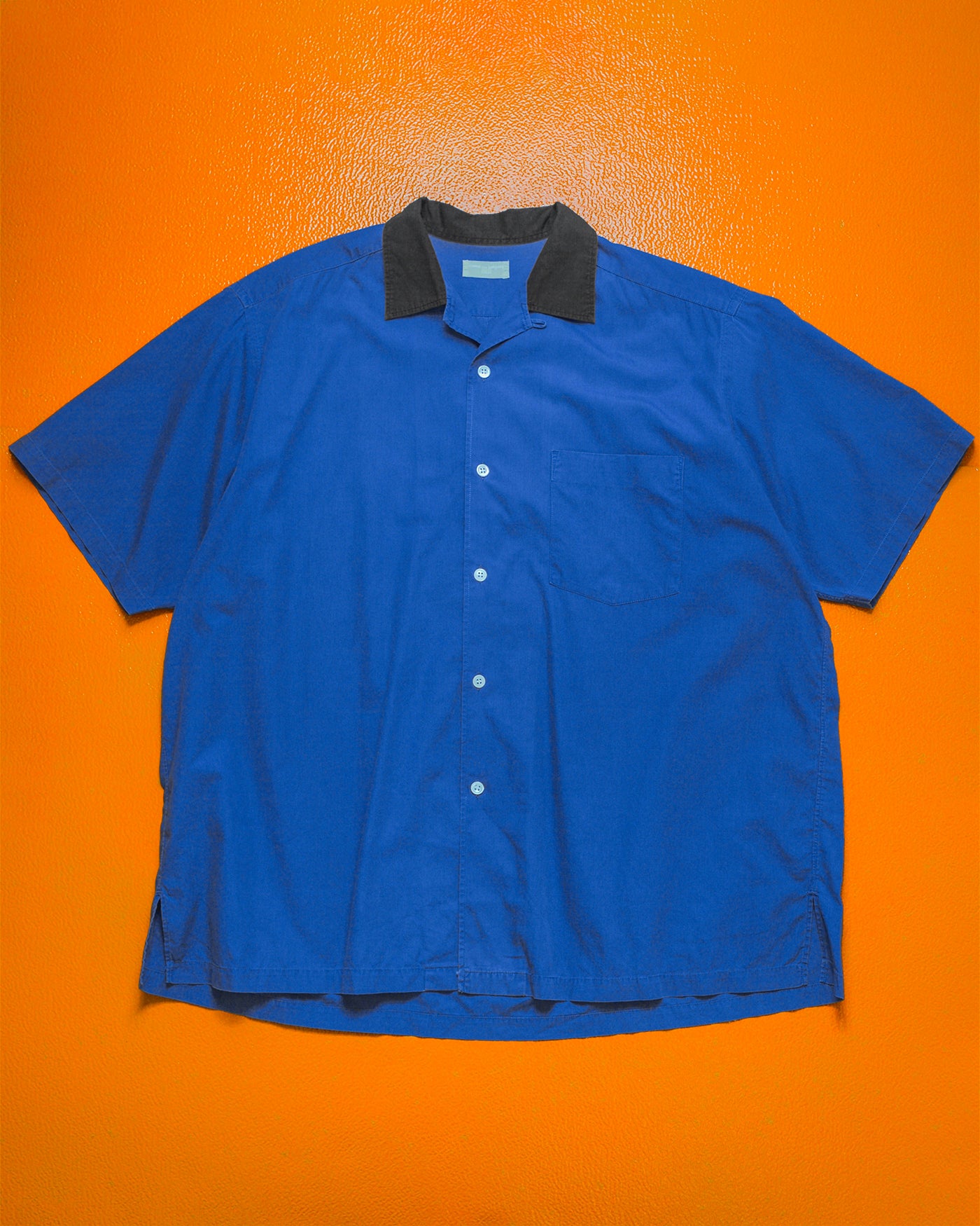 90s Royal Blue Open Collar Boxy Shirt (~L~)