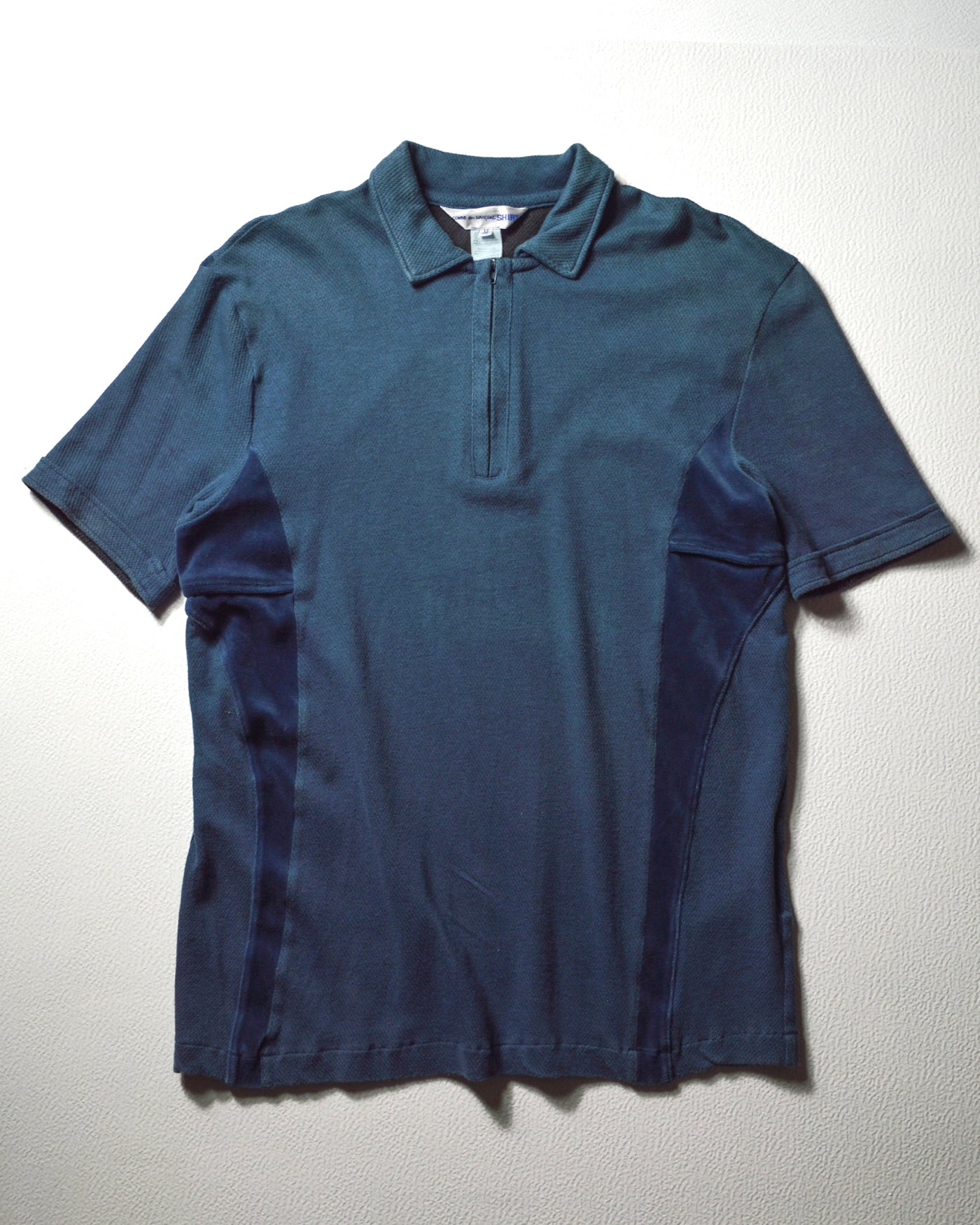 Blue Two Tone Velour Panel Jersey Polo (~M~)