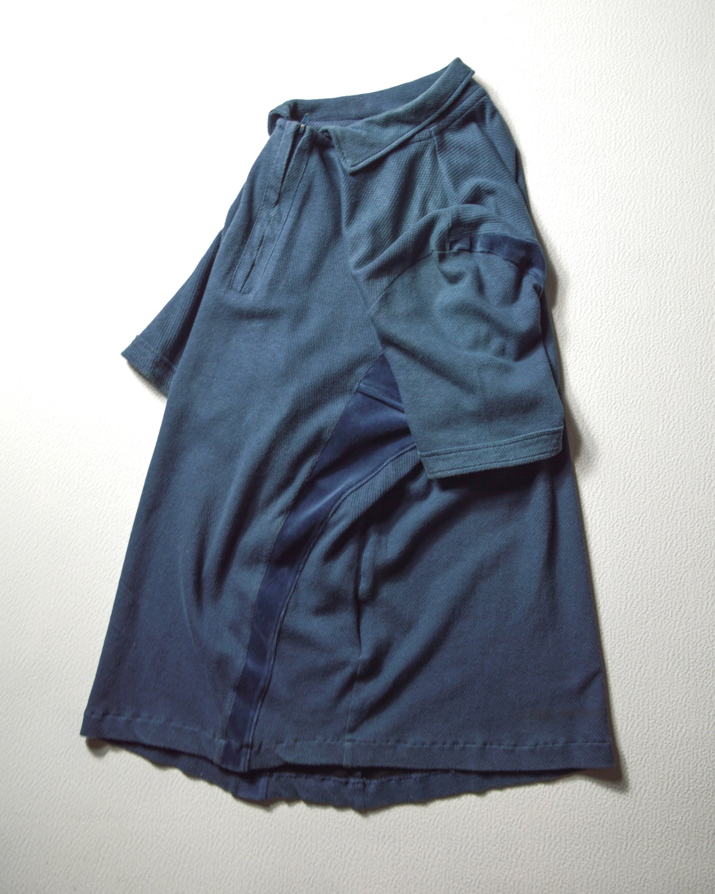 Blue Two Tone Velour Panel Jersey Polo (~M~)