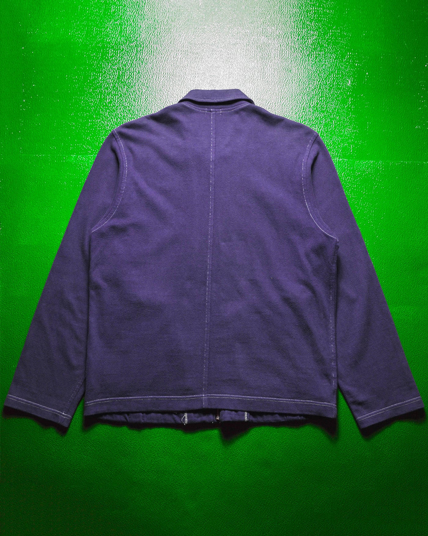 1999 Contrast Stitch Purple Panelled Zip Up LS Polo  (~M~)
