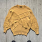 Early 2000s Pale Yellow Textured Panel Logo Knit Jumper  (~M~)