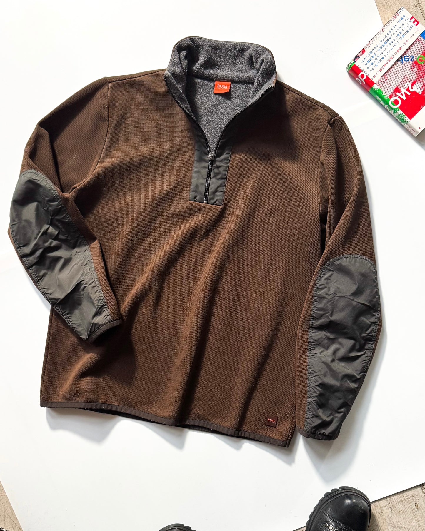 2000s Brown Panelled Quarter Zip Pullover (~ M~)
