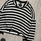 2012 Peter Pan Neck Black White Striped Fleece Jumper  (M~L)