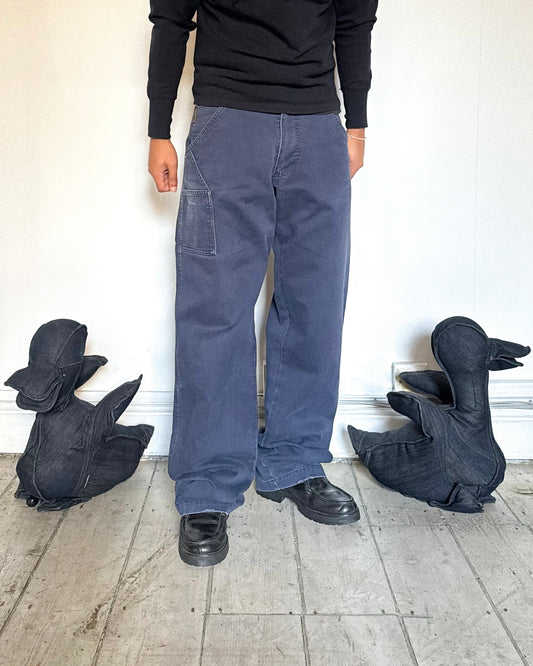 90s Washed Navy Front Carpenter Style Detail Pants  (30~32)