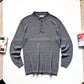 90s Washed Blue Henley Loose Gauge Knit Jumper (~XL ~ )