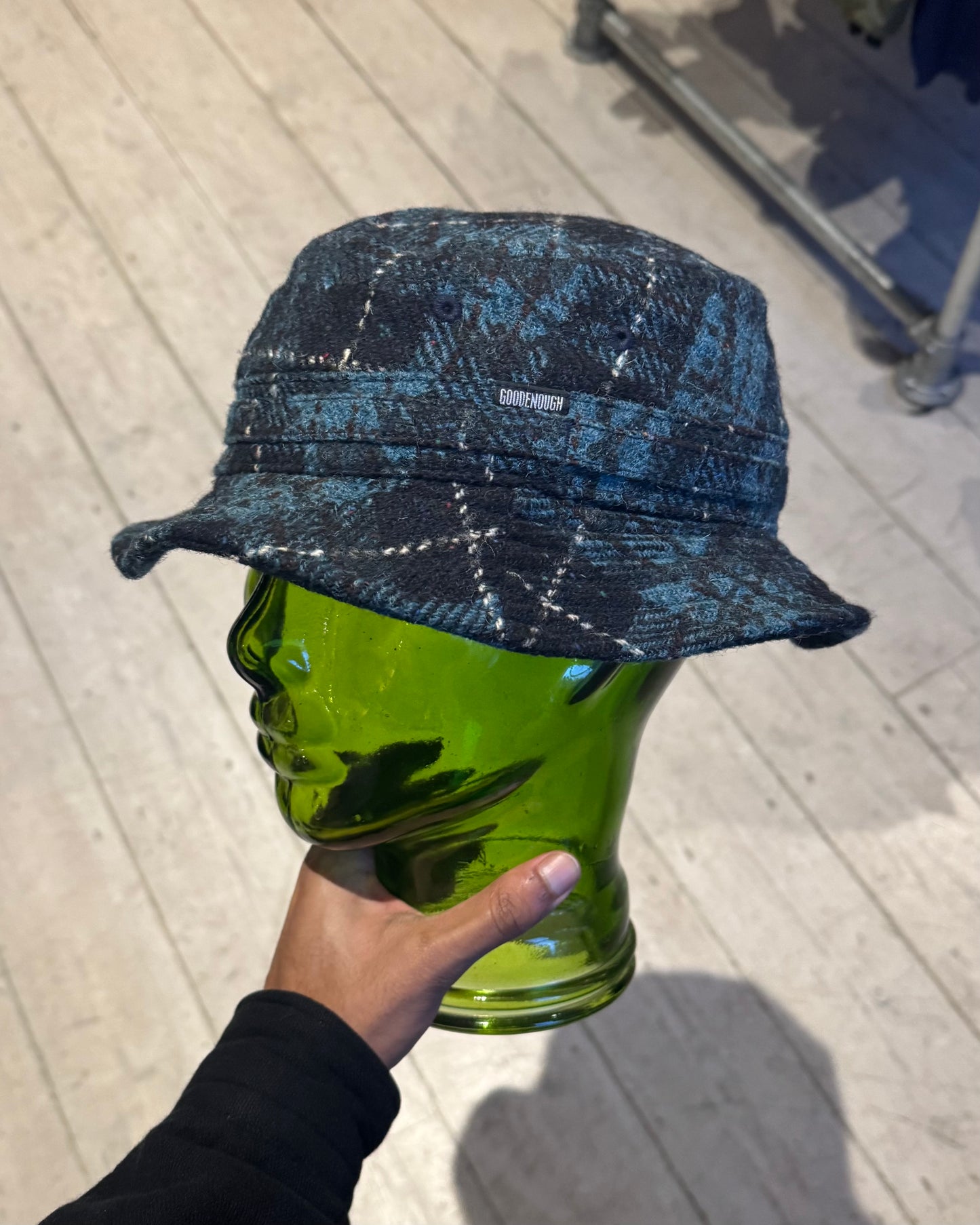 90s Harris Tweed Wool Plaid Bucket Hat (OS)