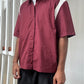 Early 2000s Mesh Shoulder Panel Burgundy Shirt  (M~L)