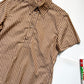 2000s  Vertical Striped Brown / Yellow Quarter Button Up Shirt (~M~)