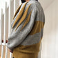 80s Mustard / Grey 3-D Shoulder Blade Panel Zig Zag Knit (M~L)