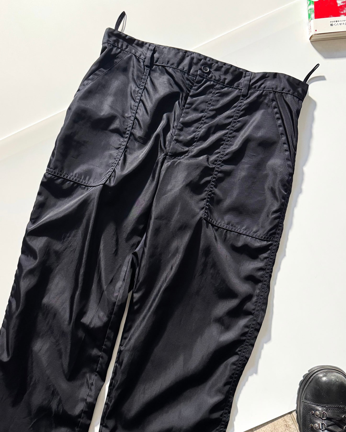 Early 2000s Shimmering Navy Contrast Stitch Tech Pants (30~32)