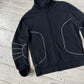 Black White Moto Style Piped / Ribbed Articulated Elbow  Zip Up Tracktop  (~M~)