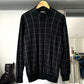 80s Grid Black / Grey Mockneck Knit / Jumper (M~L)