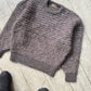 Late 70s / Early 80s Dusty Lavender / Brown Fuzzy Dual Tonal Stripe Knit Sweater / Jumper (~M~)