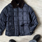90s Navy Square Quilted Fleece Collar Work Jacket (M~L)