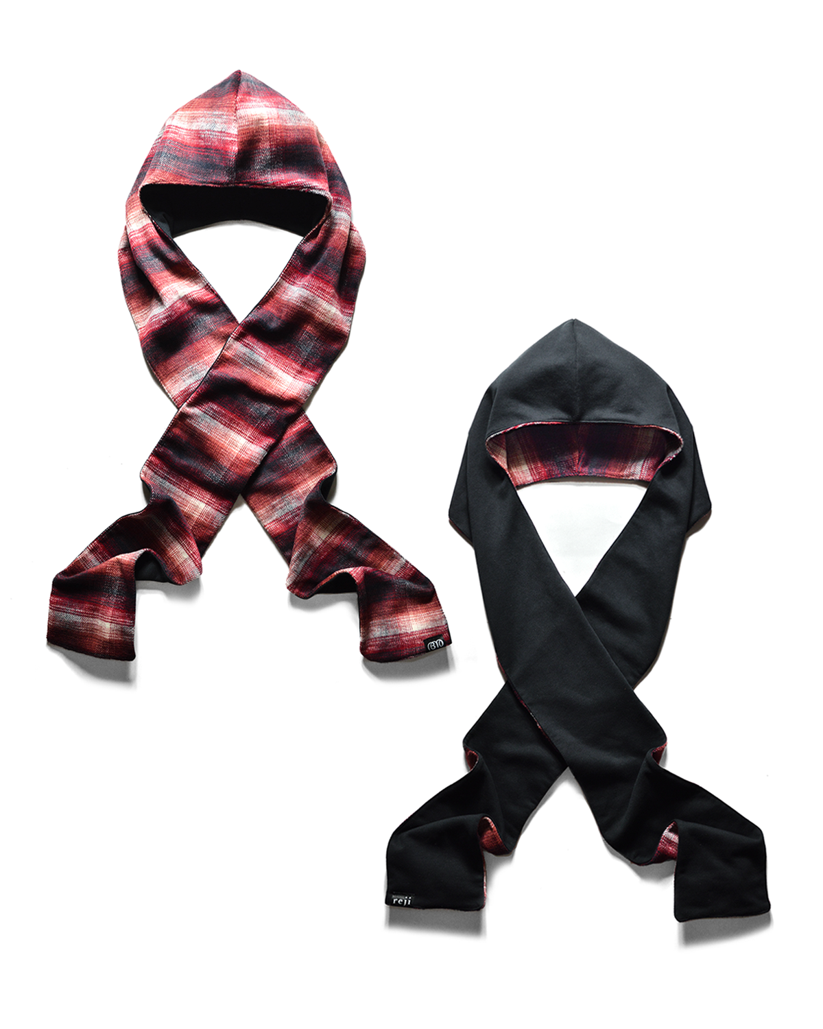 Red Plaid / Black Reversible Scood Harf (OS)