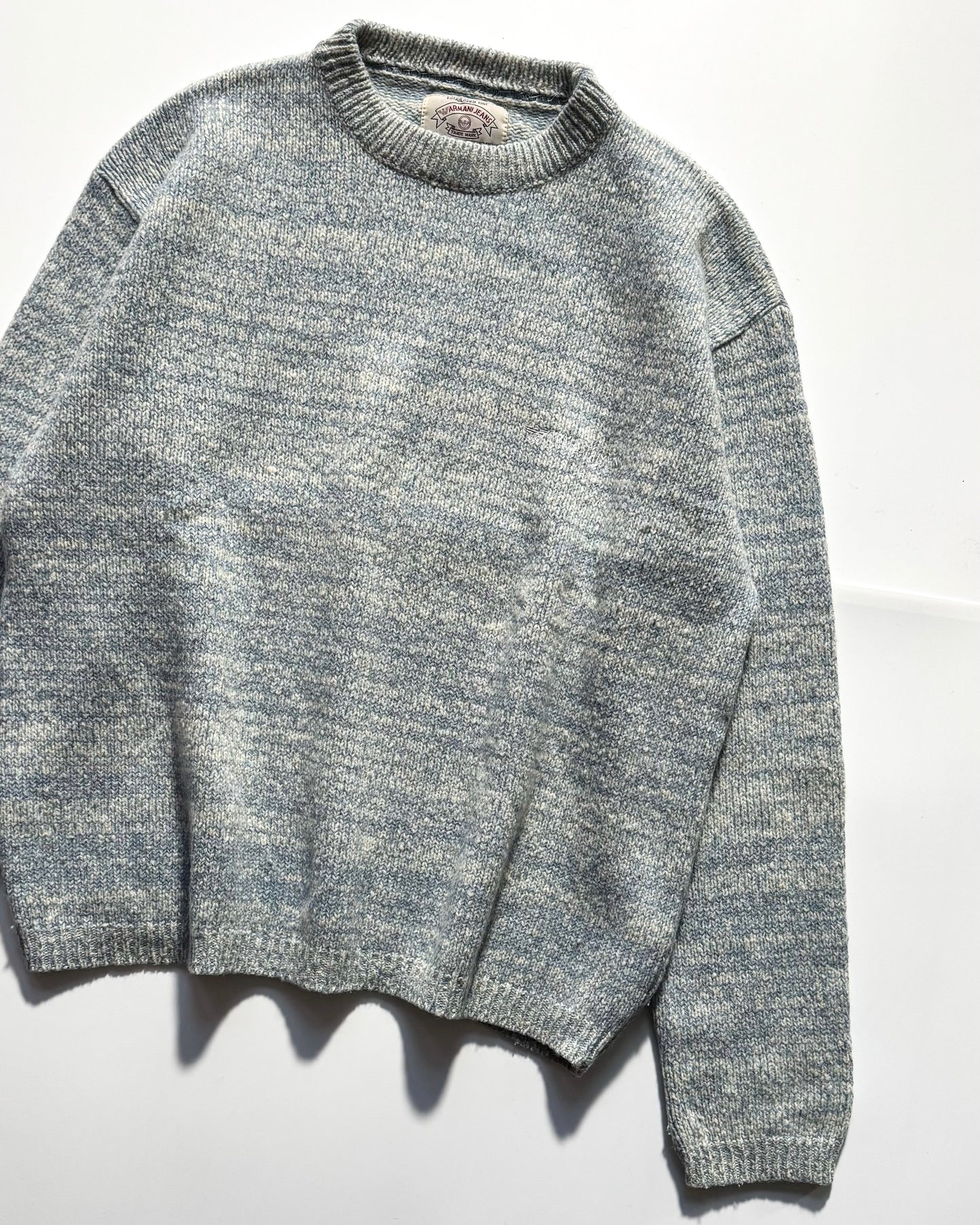 90s Heather Blue Pattern Knit Jumper (~M ~ )