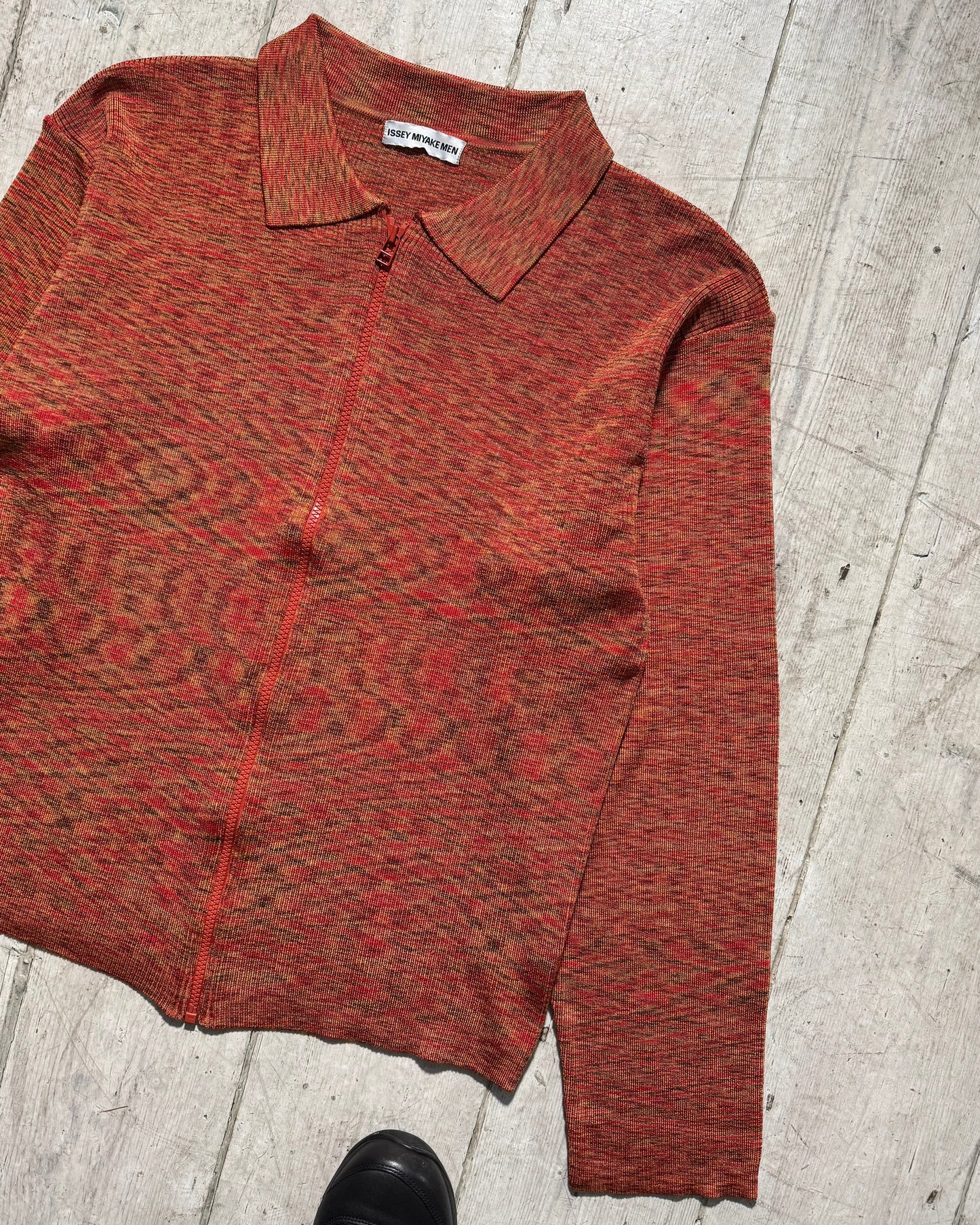 AW1997 Warm Wavy Pattern Knit Zip Up Sweater (L)