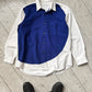 90s Off Center  Circle Patch Blue / White Shirt (~L~)