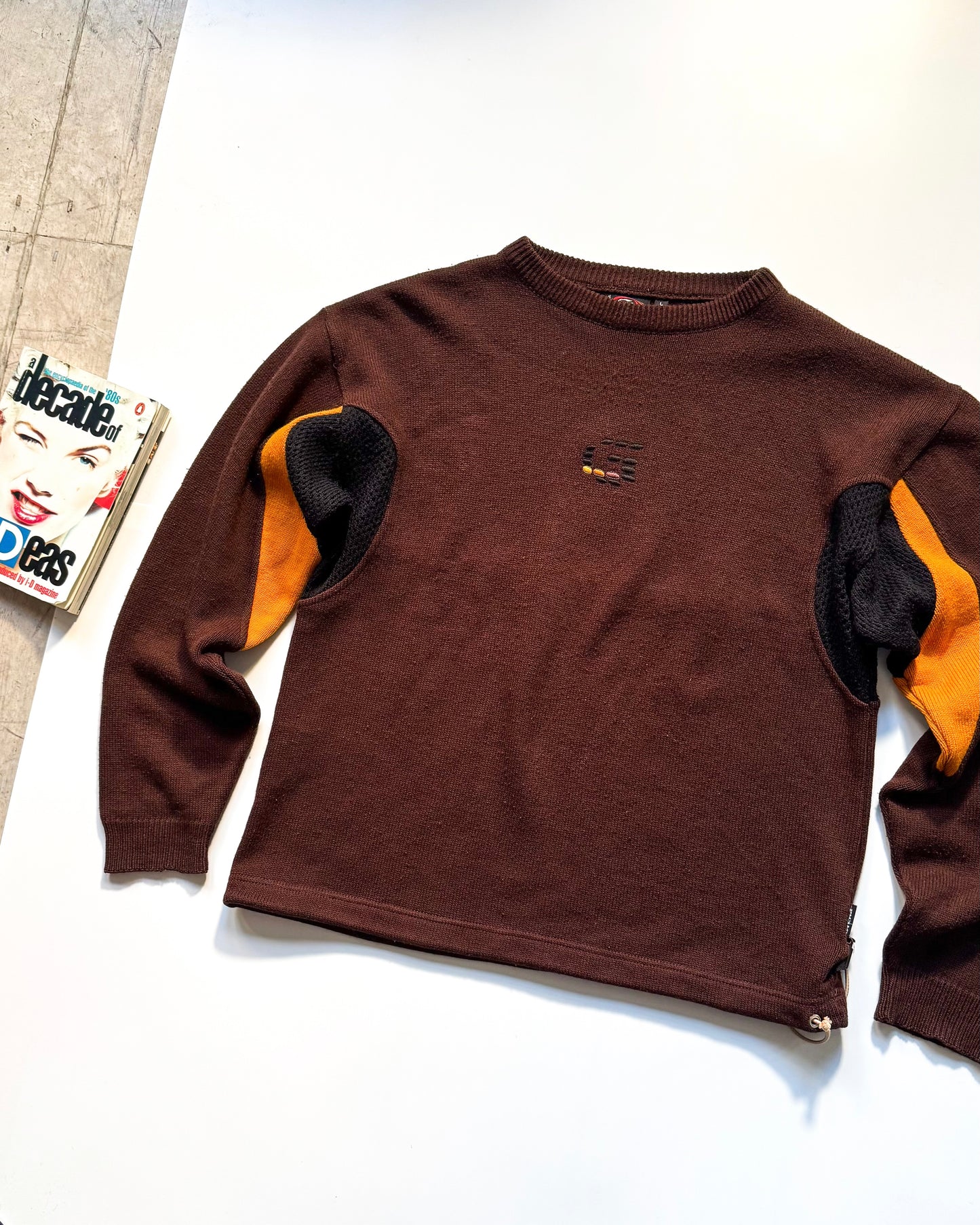Brown / Orange Mesh Panelled Knit Jumper (M~L)