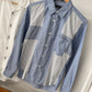 2008  Cross Patchwork Pinstripe Blue / White Shirt (~S~)