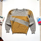 80s Mustard / Grey 3-D Shoulder Blade Panel Zig Zag Knit (M~L)