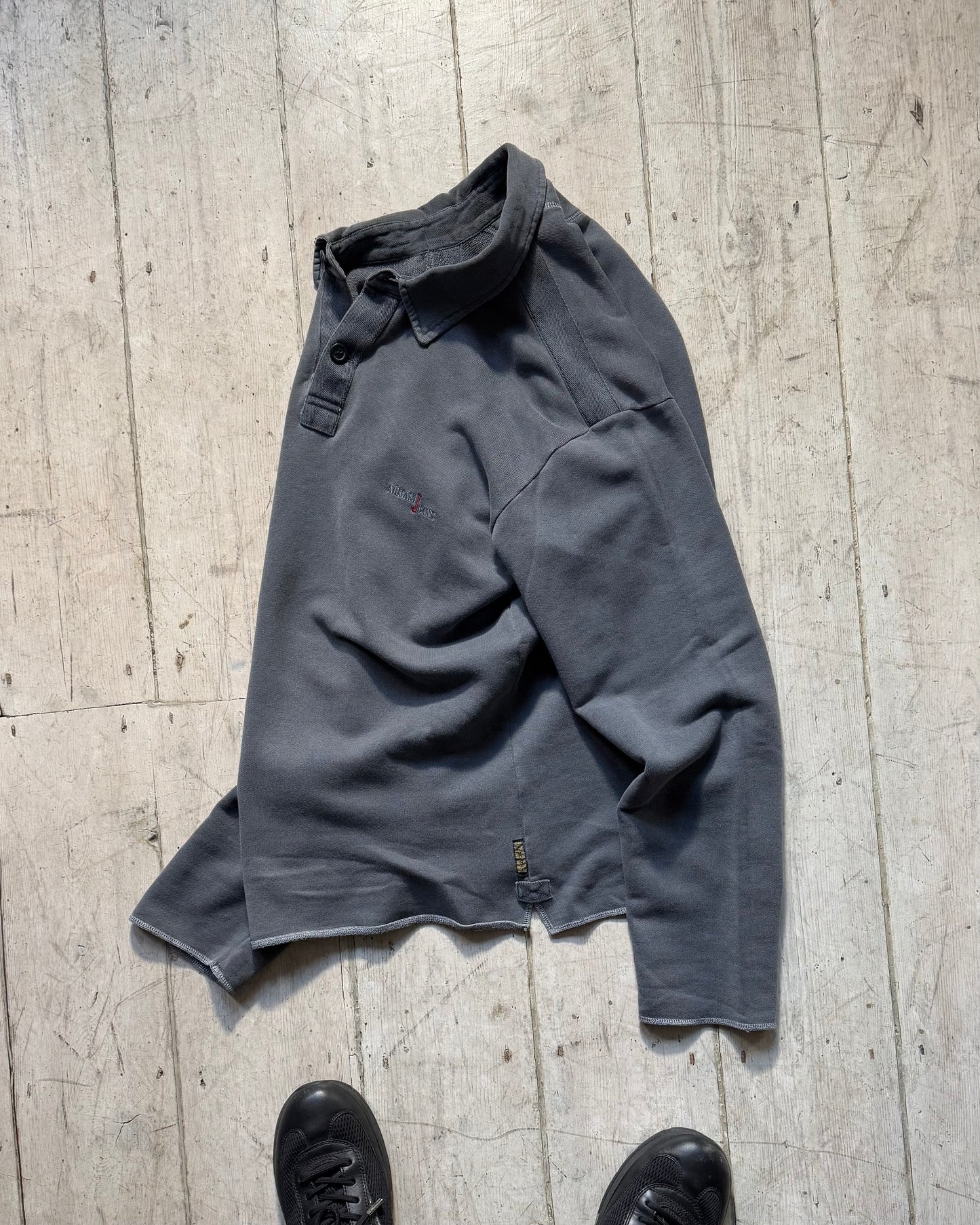 90s Washed Process Grey Rugby / Polo Jumper (~M~)