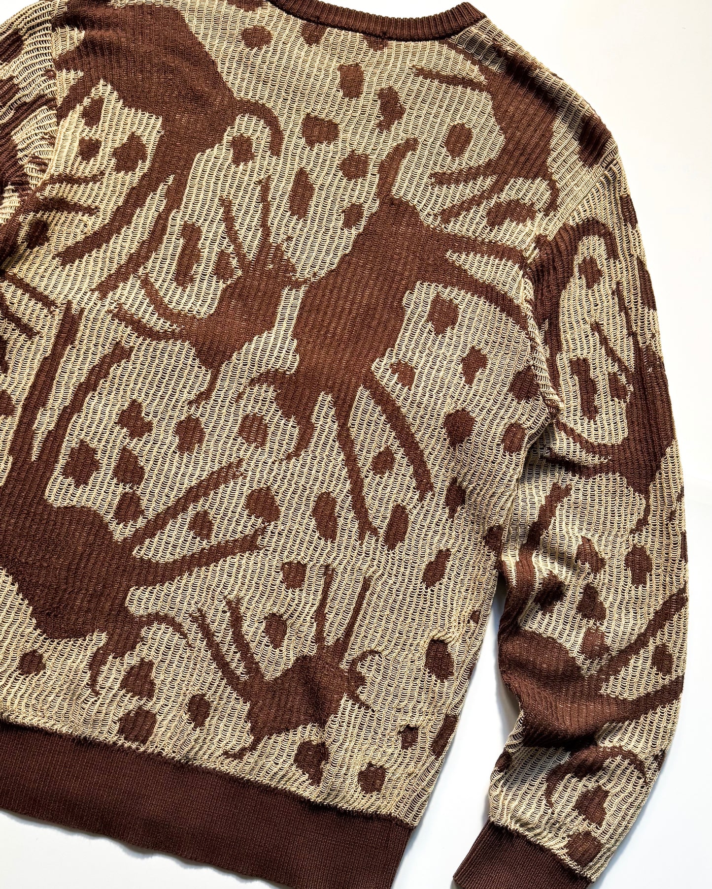 SS89 Layered Brown Beige Organic Pattern Knit Sweater / Jumper (M~L)