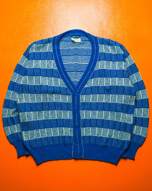 90s Blue Pattern Knit Cardigan (M~L)