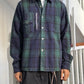 2005 Cargo Patch Pocket Panel Green Navy Plaid Shirt  (~M~)