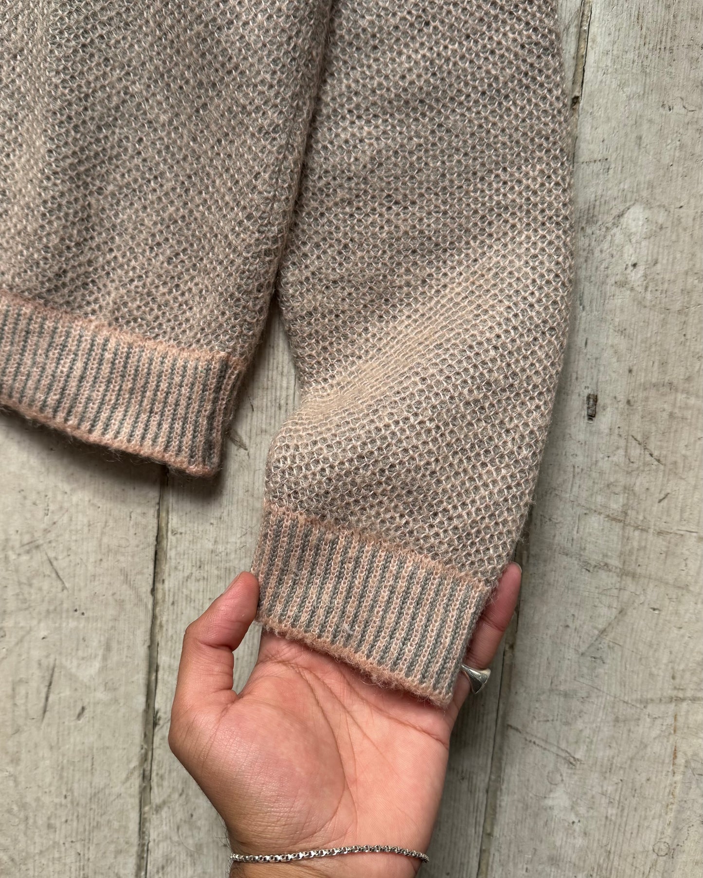 Scale Texture Blush / Grey Knit Jumper / Cardigan  (~S~)