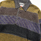 80s Multi Pattern Stripe Collared Button Up Knit Jumper (M~L)