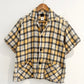 Pale Yellow / Grey Woven Plaid Short Cotton Shirt (M~L)