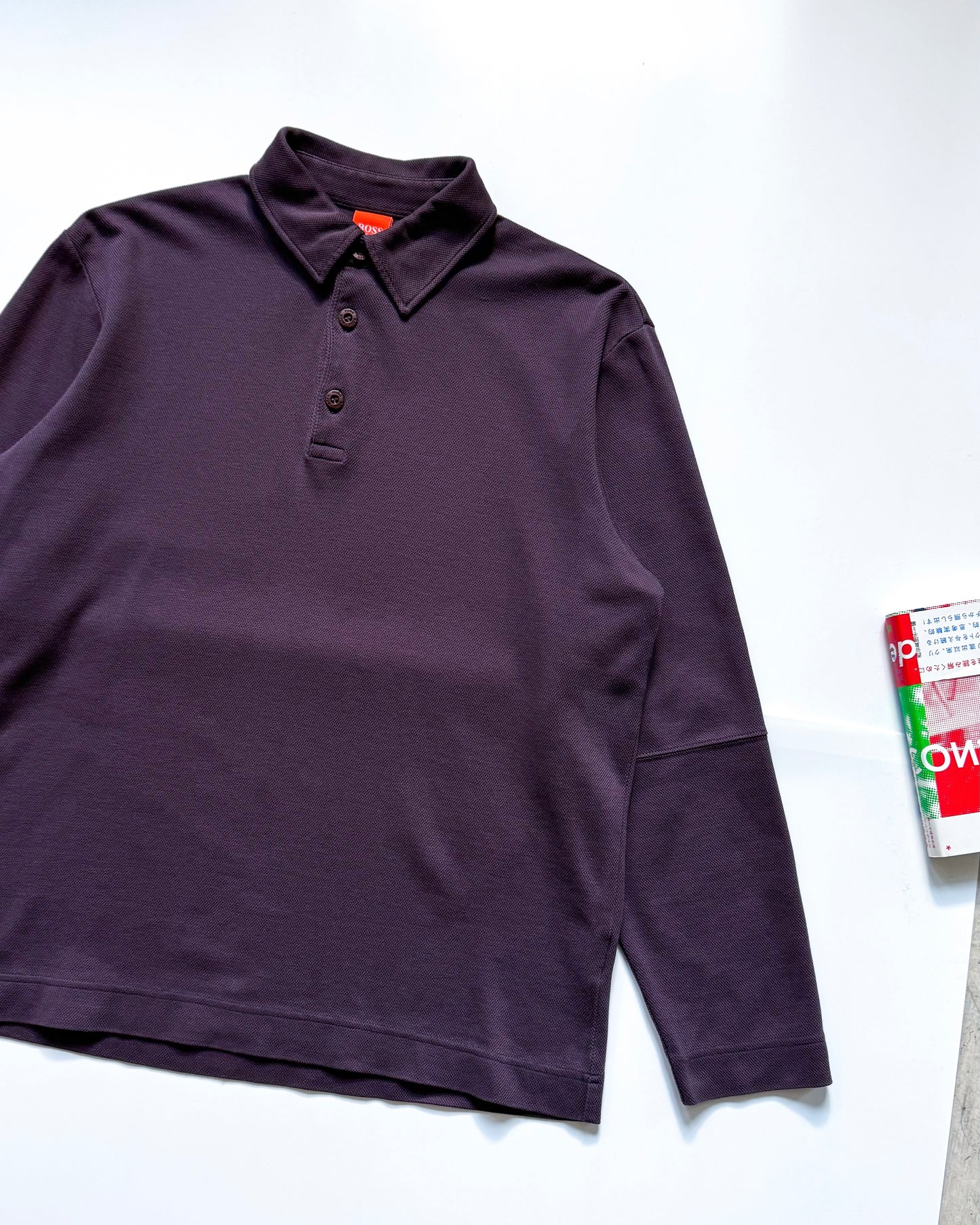 2000s Muted Egg Plant Tone Minimal Quarter Zip Long Sleeve Polo (~M~)