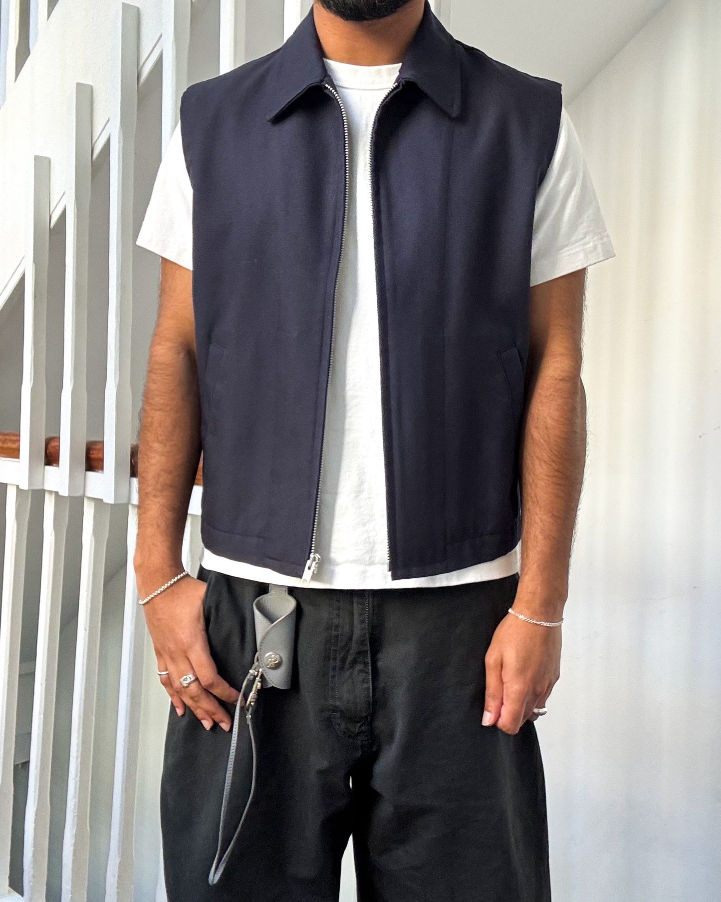 90s Navy Boxy Vest (~M~)