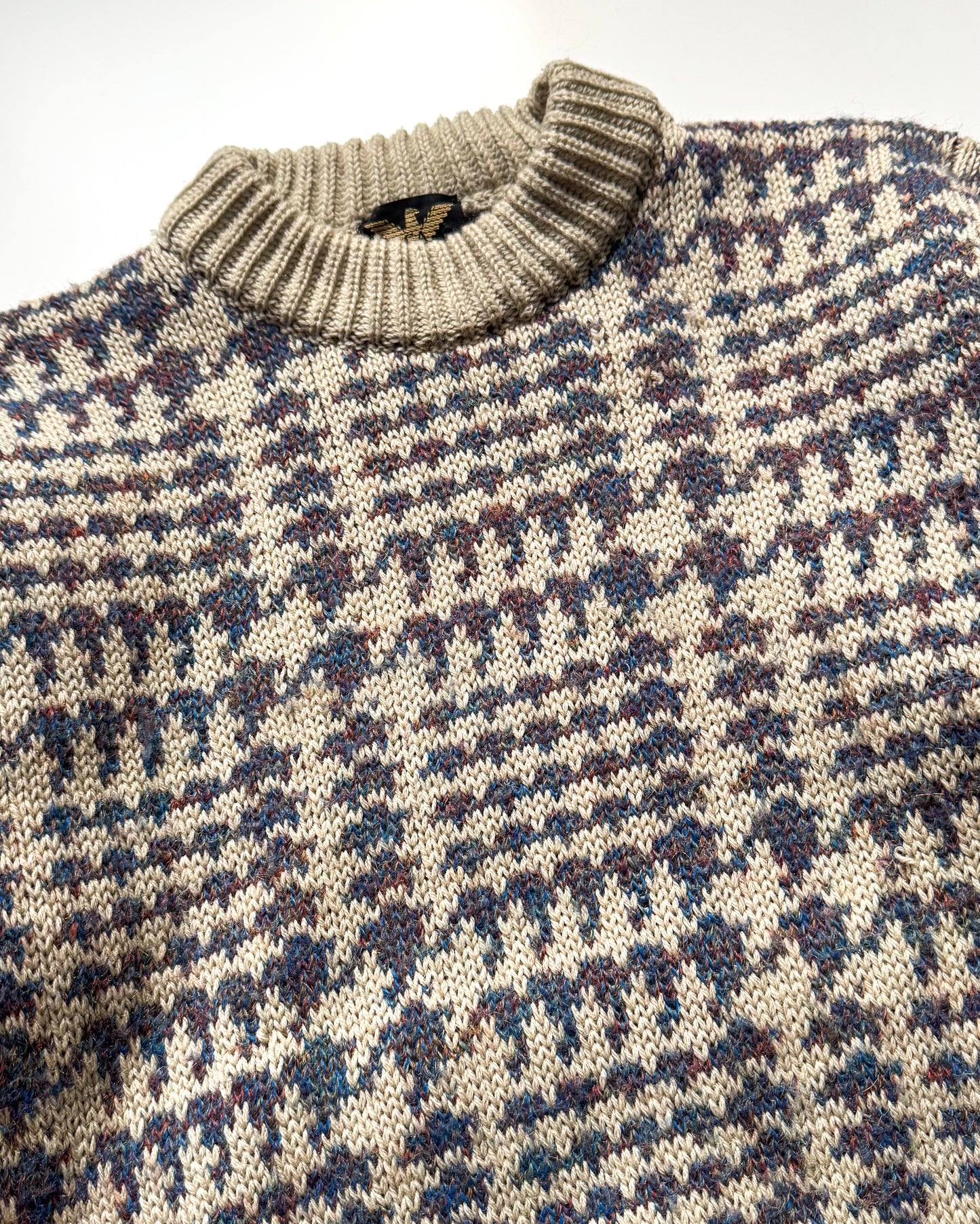 80s Separates Knitwear Multi- Tone Pattern Knit Jumper (~S~)
