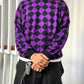 90s Purple Black Argyle Pattern Lightweight Knit Jumper (~M~)