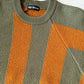 SS1992 Sage / Orange Diagonal Striped Asymmetrical Single Raglan Knit Jumper (~L~)