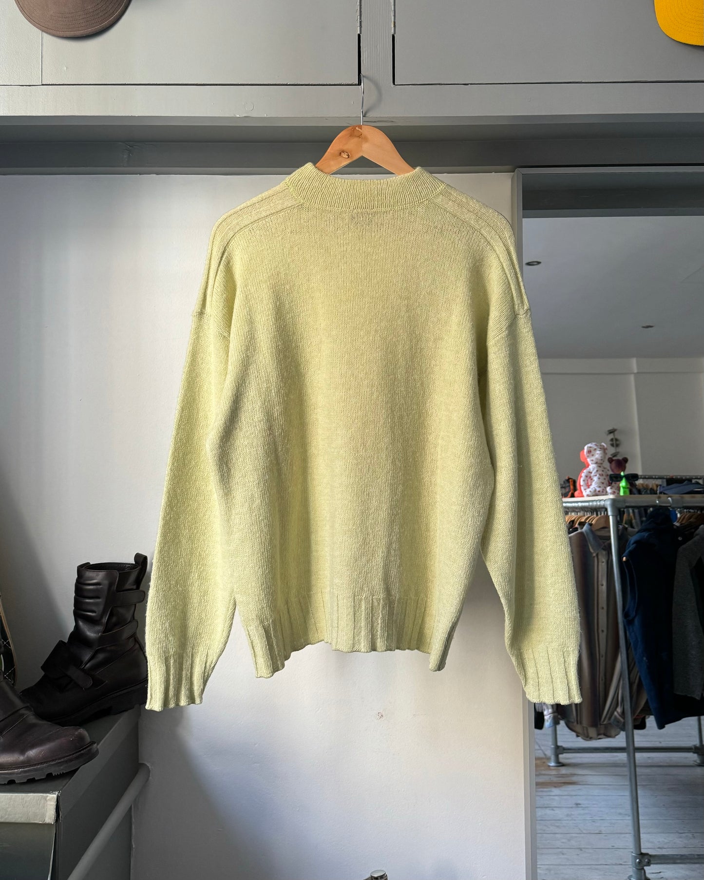 80s Ideas From Massimo Osti Pale Lime Knit Jumper  (~L~)