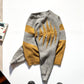 80s Mustard / Grey 3-D Shoulder Blade Panel Zig Zag Knit (M~L)