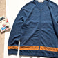 90s Heather Blue / Orange Stripe Knit Zip Up Cardigan (~L~)