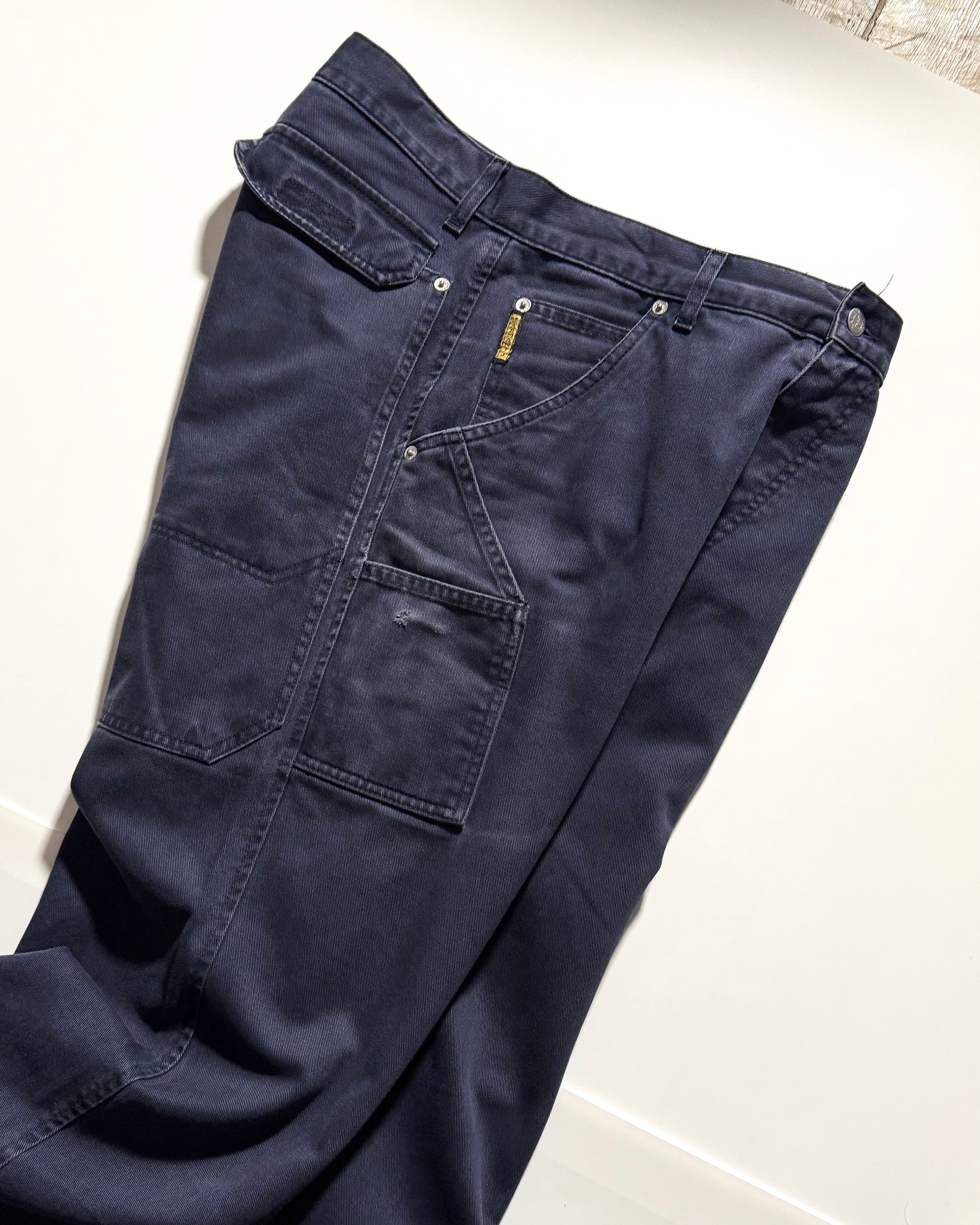 90s Washed Navy Front Carpenter Style Detail Pants  (30~32)