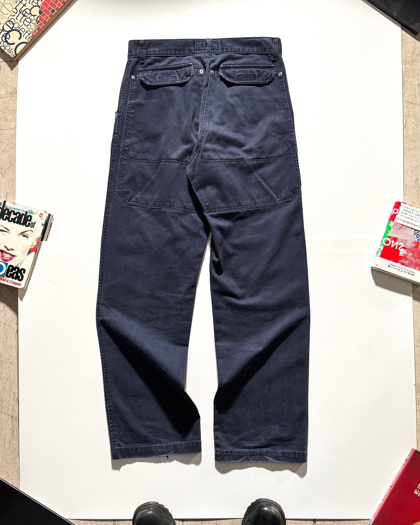90s Washed Navy Front Carpenter Style Detail Pants  (30~32)