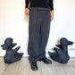 90s Pleated Washed Black / Deep Navy Trousers (30~32)