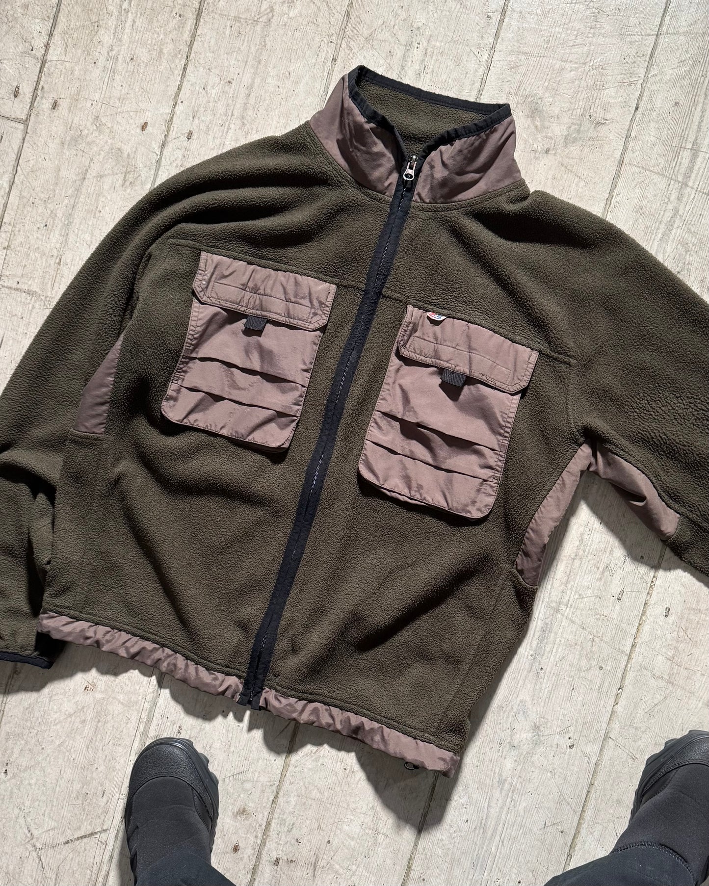 Nylon Cargo Panelled Olive Brown Fleece (~L~)