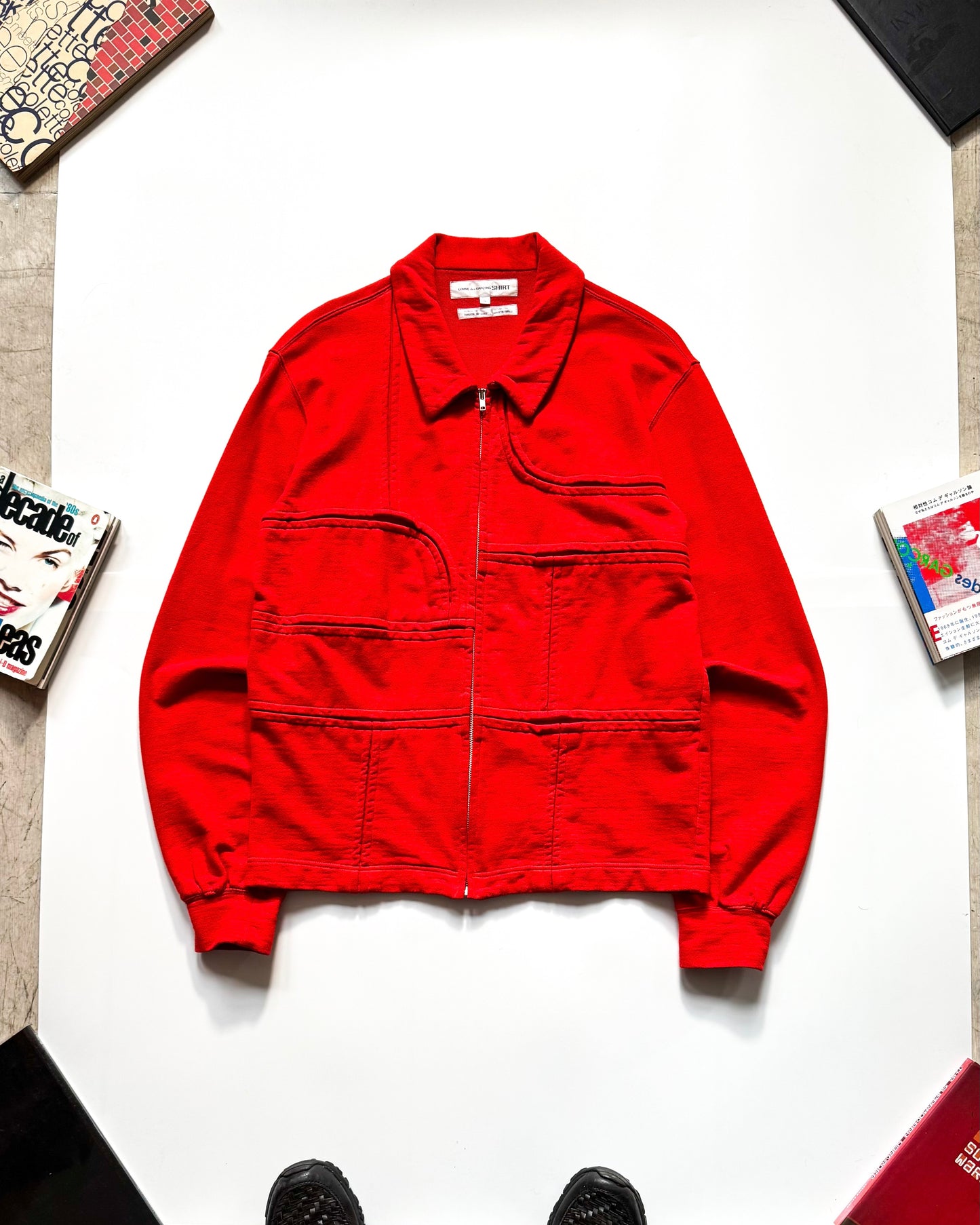 AW01 Tectonic Panelled Red Jersey Work Jacket (M~L)